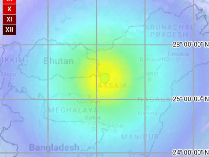 assam earthquake 5.8 magnitude tremors felt in guwahati bhutan north bengal, असम