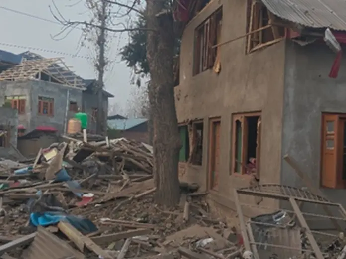 Dr Umar Nabi at Quil village in Pulwama house demolised