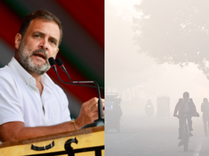 rahul gandhi demand parliamentary debate on air pollution in delhi urged pm modi to declare helath emergency, राहुल गांधी