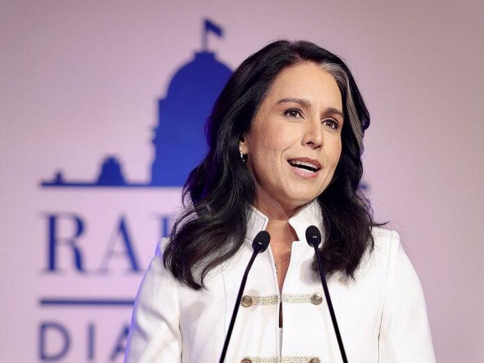 New Delhi: U.S. Director of National Intelligence Tulsi Gabbard speaks at the Raisina Dialogue 2025, New Delhi on Tuesday, March 18, 2025. (IANS)
