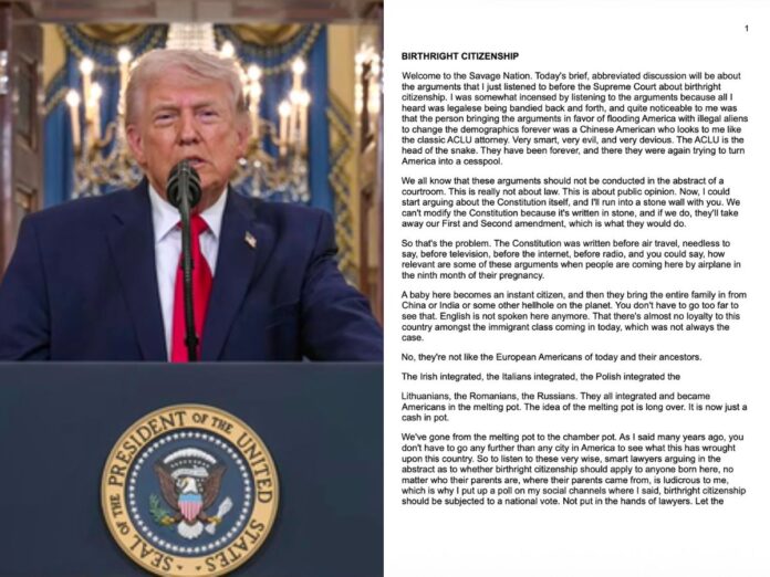 donald trump shared post dragging india china into birthright citizenship, डोनाल्ड ट्रंप, जन्मजात नागरिकता