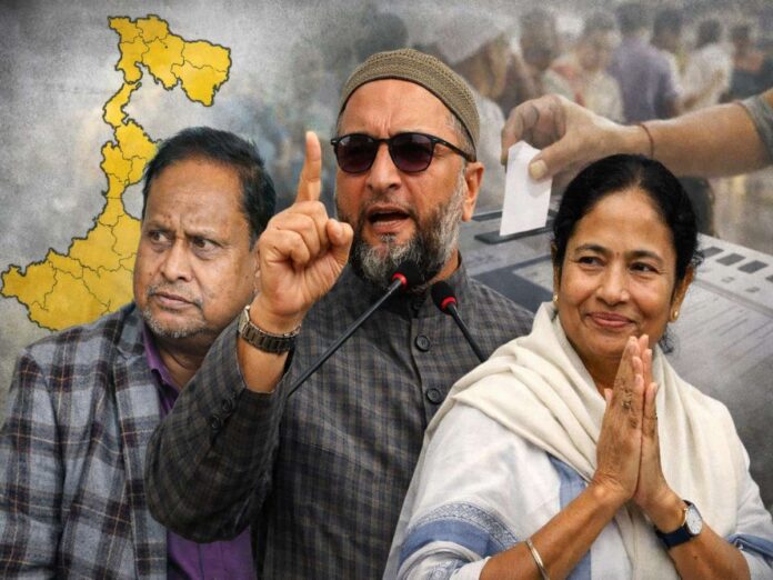 Asaduddin Owaisi, Mamata Banerjee And Humayun Kabir (Photo- AI)