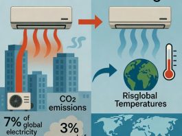 air conditioners provide relief from the heat they also contribute to global warming alternatives will need to be found in the future, ac
