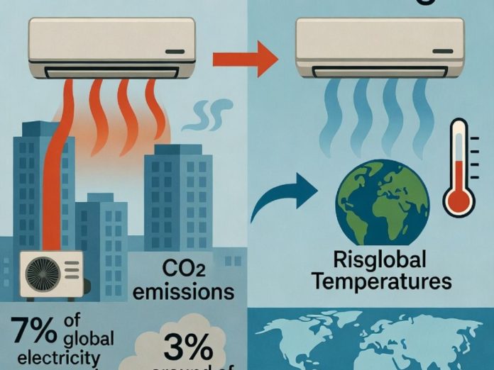 air conditioners provide relief from the heat they also contribute to global warming alternatives will need to be found in the future, ac